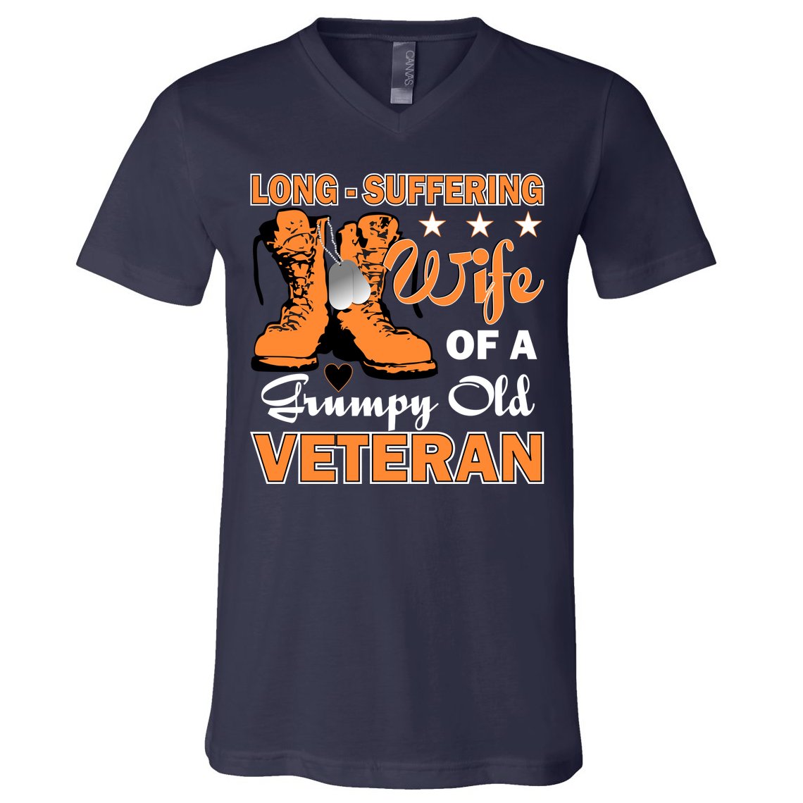 Long-Suffering Wife Of A Grumpy Old Veteran V-Neck T-Shirt