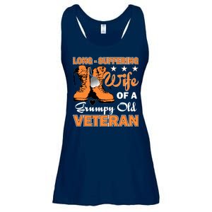 Long-Suffering Wife Of A Grumpy Old Veteran Ladies Essential Flowy Tank