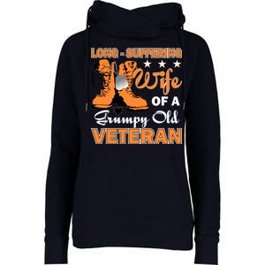 Long-Suffering Wife Of A Grumpy Old Veteran Womens Funnel Neck Pullover Hood