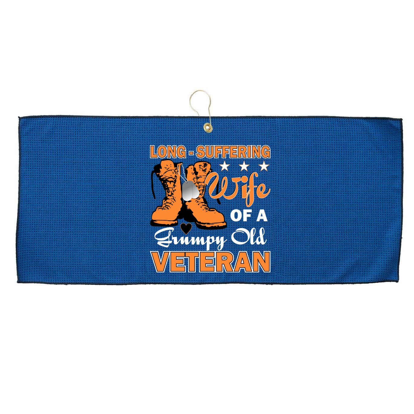 Long-Suffering Wife Of A Grumpy Old Veteran Large Microfiber Waffle Golf Towel