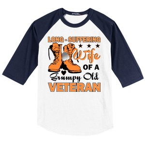 Long-Suffering Wife Of A Grumpy Old Veteran Baseball Sleeve Shirt