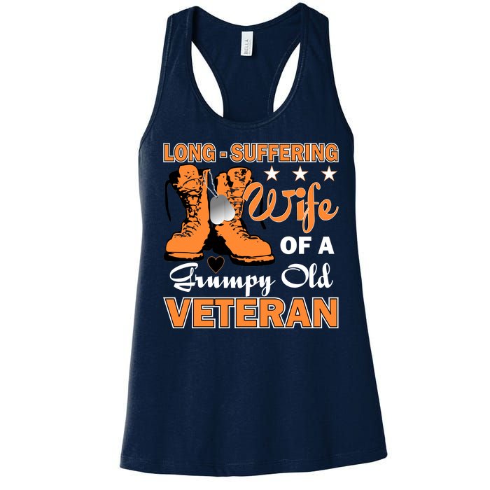 Long-Suffering Wife Of A Grumpy Old Veteran Women's Racerback Tank