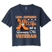 Long-Suffering Wife Of A Grumpy Old Veteran Women's Crop Top Tee