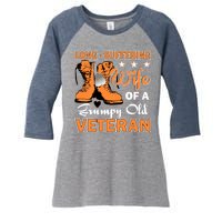 Long-Suffering Wife Of A Grumpy Old Veteran Women's Tri-Blend 3/4-Sleeve Raglan Shirt