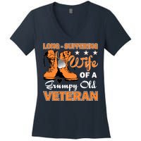 Long-Suffering Wife Of A Grumpy Old Veteran Women's V-Neck T-Shirt