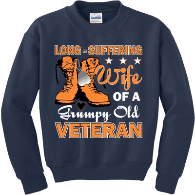 Long-Suffering Wife Of A Grumpy Old Veteran Kids Sweatshirt