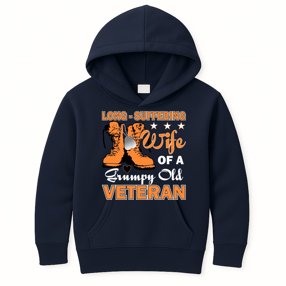Long-Suffering Wife Of A Grumpy Old Veteran Kids Hoodie