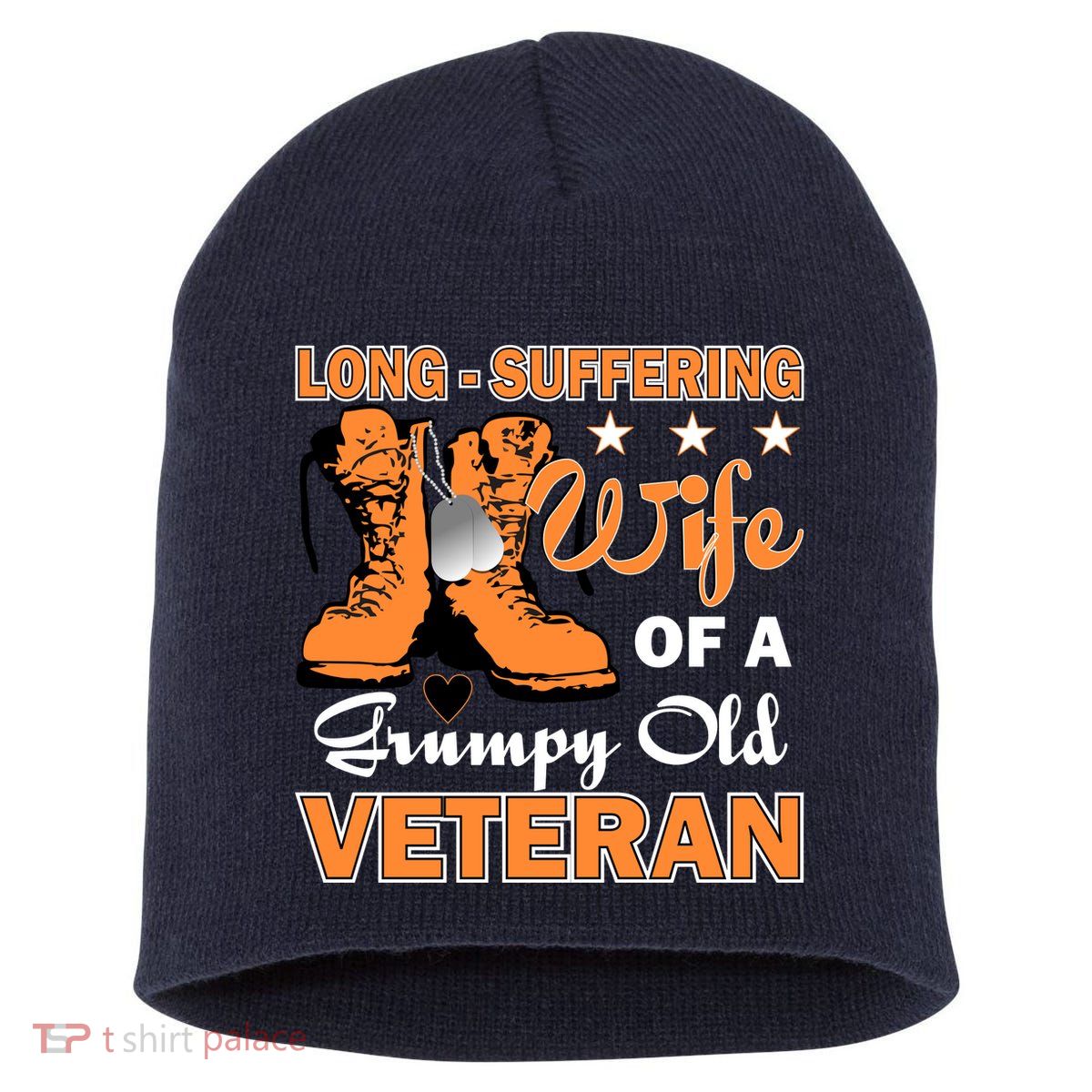 Long-Suffering Wife Of A Grumpy Old Veteran Short Acrylic Beanie