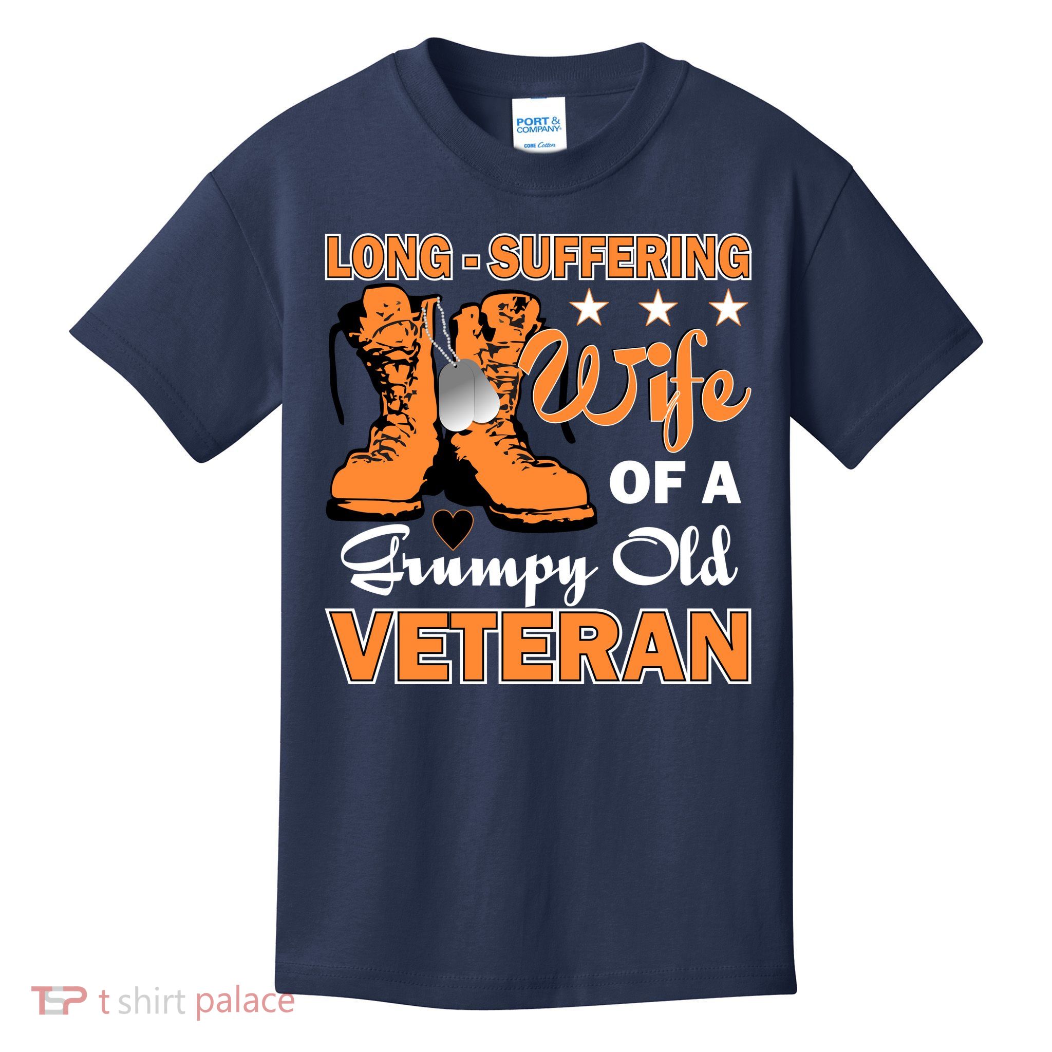 Long-Suffering Wife Of A Grumpy Old Veteran Kids T-Shirt