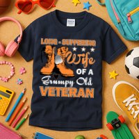 Long-Suffering Wife Of A Grumpy Old Veteran Kids T-Shirt