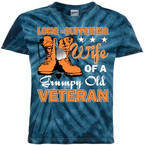 Long-Suffering Wife Of A Grumpy Old Veteran Kids Tie-Dye T-Shirt