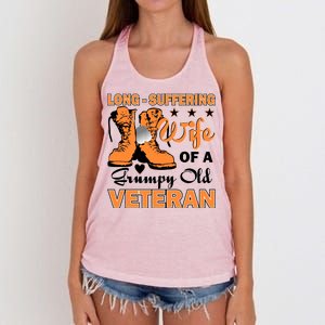 Long-Suffering Wife Of A Grumpy Old Veteran Women's Knotted Racerback Tank