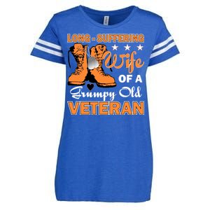 Long-Suffering Wife Of A Grumpy Old Veteran Enza Ladies Jersey Football T-Shirt