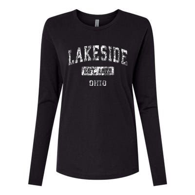 Lakeside Ohio Oh Vintage Established Sports Womens Cotton Relaxed Long Sleeve T-Shirt