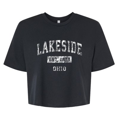 Lakeside Ohio Oh Vintage Established Sports Bella+Canvas Jersey Crop Tee