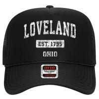 Loveland Ohio Oh Vintage Sports Established High Crown Mesh Back Trucker Hat