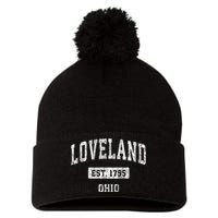 Loveland Ohio Oh Vintage Sports Established Pom Pom 12in Knit Beanie