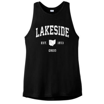 Lakeside Ohio Oh Vintage Athletic Ladies PosiCharge Tri-Blend Wicking Tank