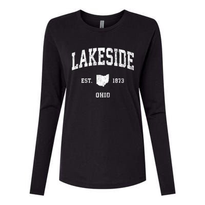 Lakeside Ohio Oh Vintage Athletic Womens Cotton Relaxed Long Sleeve T-Shirt