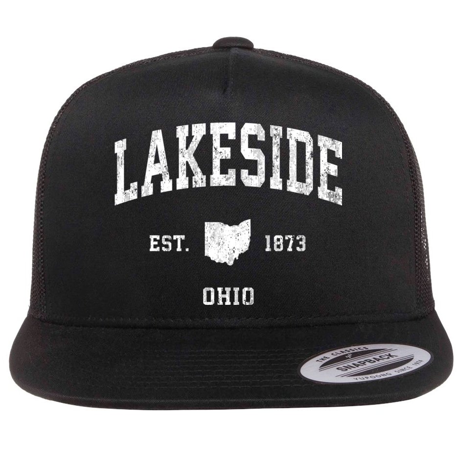 Lakeside Ohio Oh Vintage Athletic Flat Bill Trucker Hat