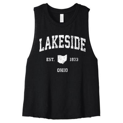 Lakeside Ohio Oh Vintage Athletic Women's Racerback Cropped Tank