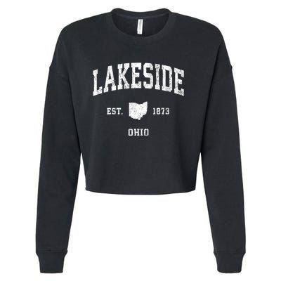 Lakeside Ohio Oh Vintage Athletic Cropped Pullover Crew