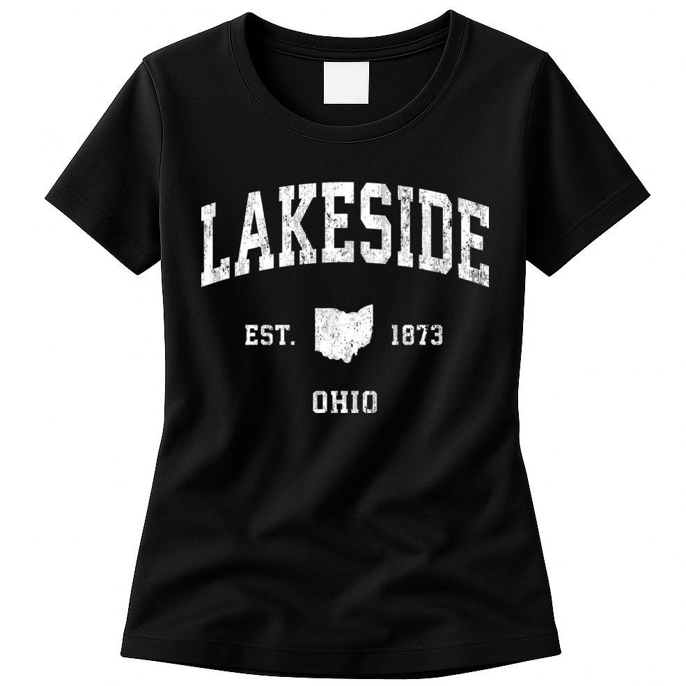 Lakeside Ohio Oh Vintage Athletic Womens T-Shirt