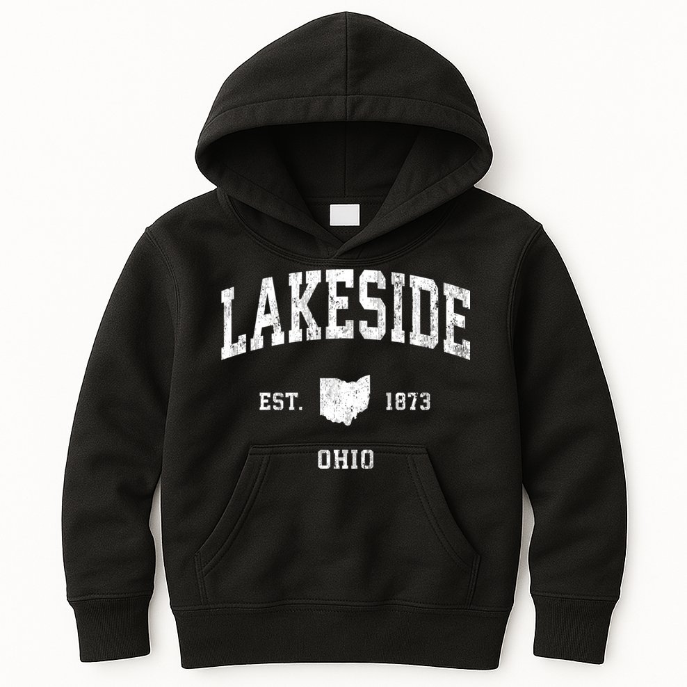 Lakeside Ohio Oh Vintage Athletic Kids Hoodie