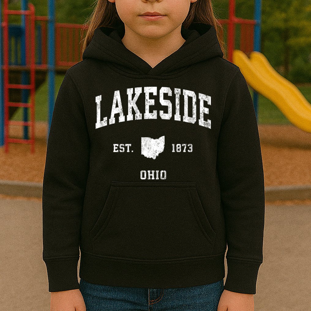 Lakeside Ohio Oh Vintage Athletic Kids Hoodie