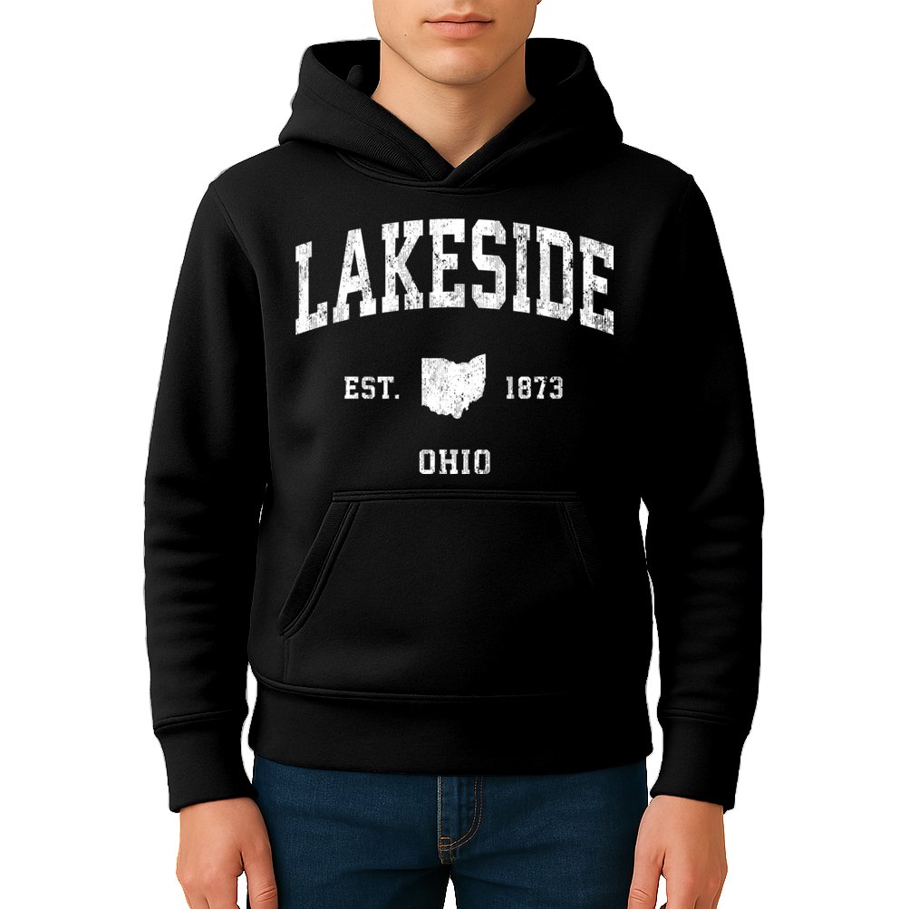 Lakeside Ohio Oh Vintage Athletic Kids Hoodie