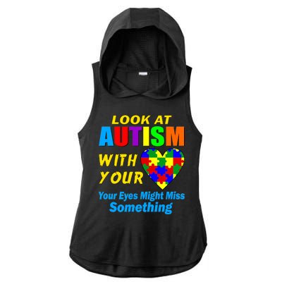 Look At Autism With Your Heart Ladies PosiCharge Tri-Blend Wicking Draft Hoodie Tank