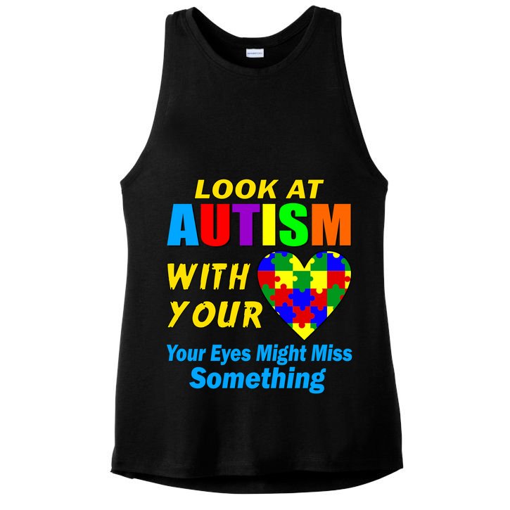 Look At Autism With Your Heart Ladies PosiCharge Tri-Blend Wicking Tank
