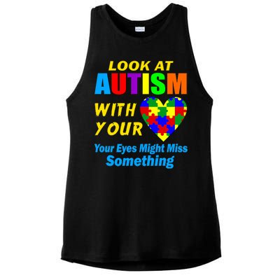 Look At Autism With Your Heart Ladies PosiCharge Tri-Blend Wicking Tank