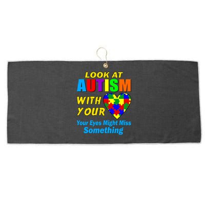 Look At Autism With Your Heart Large Microfiber Waffle Golf Towel