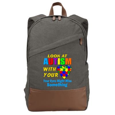 Look At Autism With Your Heart Cotton Canvas Backpack