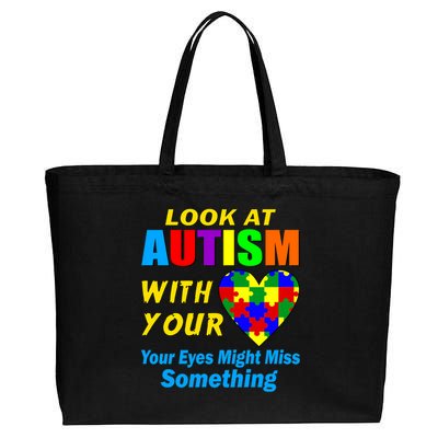 Look At Autism With Your Heart Cotton Canvas Jumbo Tote