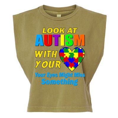 Look At Autism With Your Heart Garment-Dyed Women's Muscle Tee