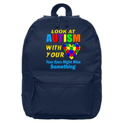 Look At Autism With Your Heart 16 in Basic Backpack