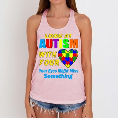 Look At Autism With Your Heart Women's Knotted Racerback Tank