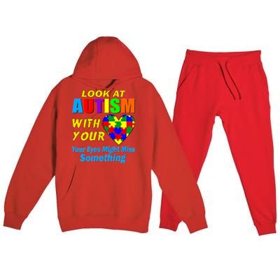 Look At Autism With Your Heart Premium Hooded Sweatsuit Set