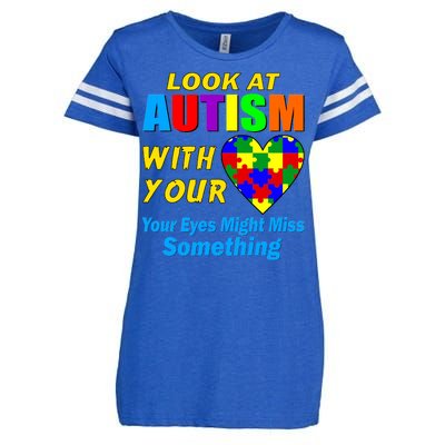 Look At Autism With Your Heart Enza Ladies Jersey Football T-Shirt