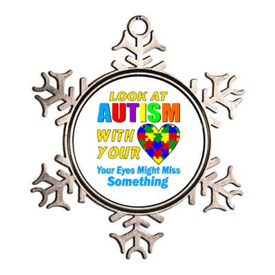 Look At Autism With Your Heart Metallic Star Ornament