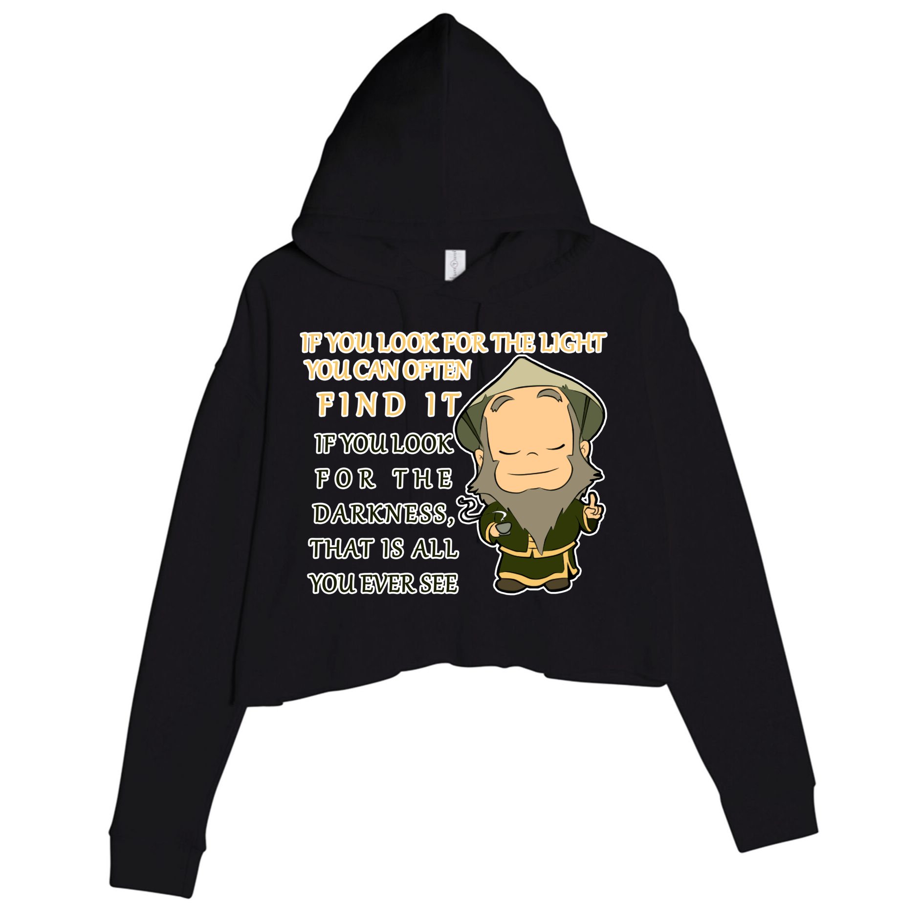 Look For The Light Not Darkness Uncle Iron Quote Crop Fleece Hoodie