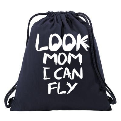 Look Mom I Can Fly Drawstring Bag