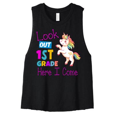 Look Out 1st Grade Here I Come Women's Racerback Cropped Tank