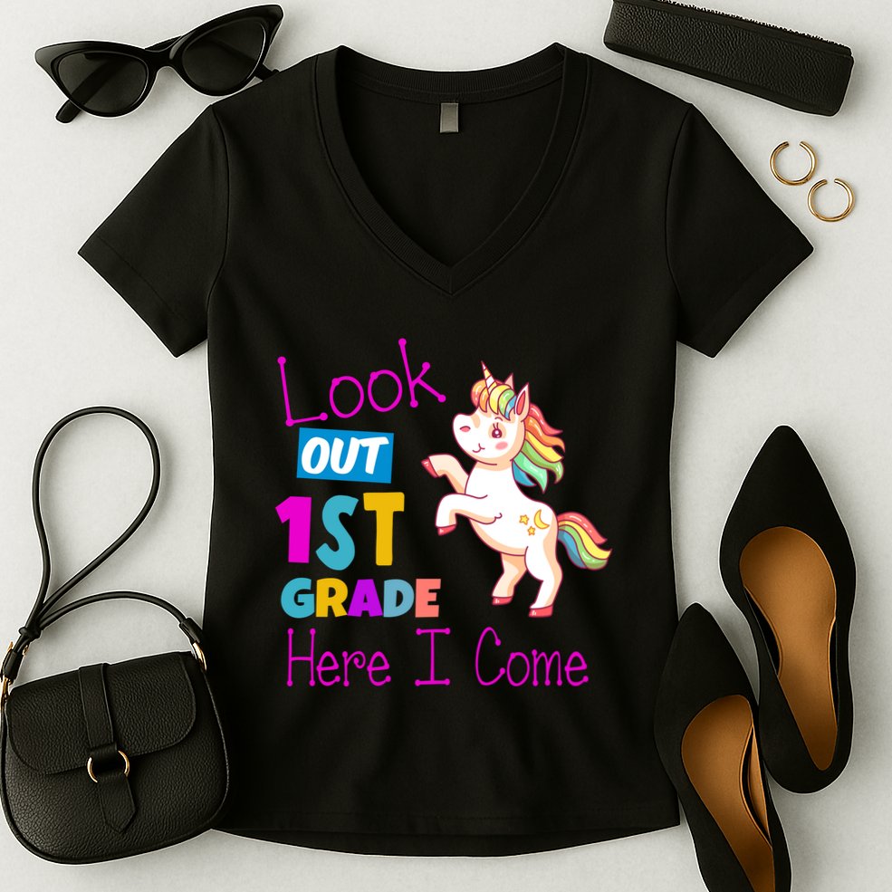 Look Out 1st Grade Here I Come Women's V-Neck T-Shirt