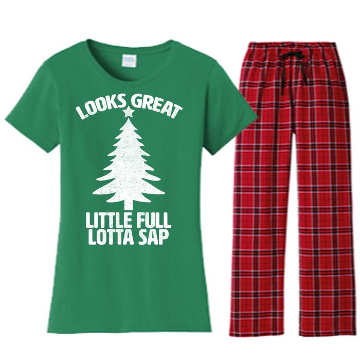 Looks Great Little Full Lotta Sap Funny Christmas Women's Flannel Pajama Set