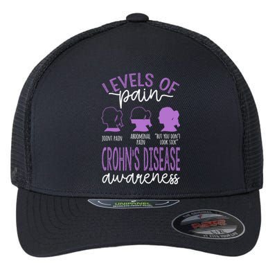 Levels Of Pain Crohns Disease Awareness Gift Flexfit Unipanel Trucker Cap