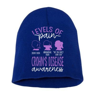 Levels Of Pain Crohns Disease Awareness Gift Short Acrylic Beanie