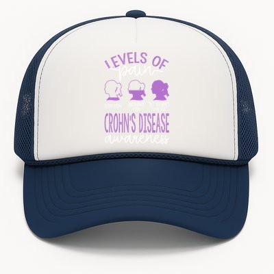 Levels Of Pain Crohns Disease Awareness Gift Trucker Hat